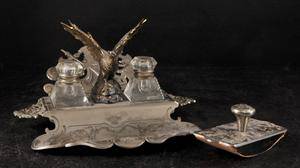 Skrivställ 1800-talets slut, metall och glas