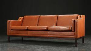 Tre-personers sofa, læder, dansk møbelproducent