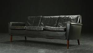 Tre-pers. sofa, læder, dansk møbelproducent