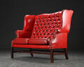 To-pers. sofa, mahogni og læder, Chesterfield stil Denne vare er sat til omsalg under nyt varenummer 4775309