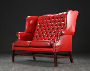 To-pers. sofa, mahogni og læder, Chesterfield stil Denne vare er sat til omsalg under nyt varenummer 4775309