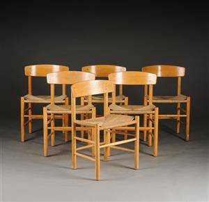 Børge Mogensen. Seks shakerstole, model J-39, bøgetræ 6