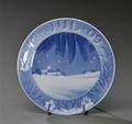  Juleplatte af porcelæn 1909. Kongelig Porcelæn.  sort.