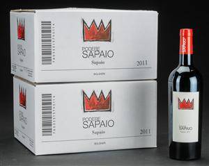 12 flasker Sapaio 2011. Podere Sapaio, DOC Superiore Bolgheri. Toscana, 