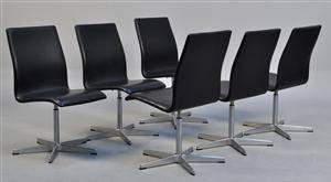 Arne Jacobsen. Sæt på seks Oxford stole, sort læder 6 