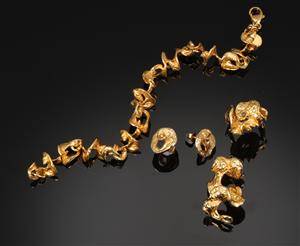 Flora Danica Jewellery. Smykkesæt af forgyldt sterlingsølv 5