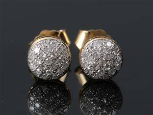 Ørestikkere, 9 kt guld med 0.38 ct