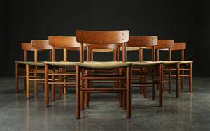 11 stole af egetræ, dansk møbeldesign 1950erne 11
