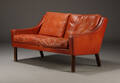 Poul M. Volther. To-pers. sofa, cognacfarvet skind