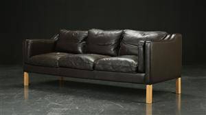 Tre-pers. sofa, læder, dansk møbelproducent