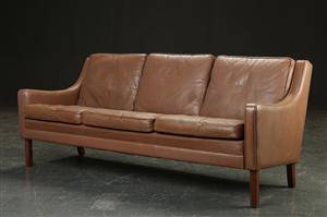 Tre-pers. sofa, læder, 1970erne, dansk møbelproducent