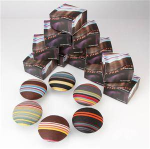 Otte store knager med Paul Smith stof Ø 9,5 cm., model DOT 8