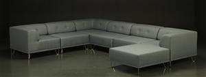 Nomad DOT Large, modul hjørnesofa betrukket blågråt møbelstof med knapper i ryggen