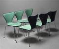 Arne Jacobsen. Sæt på seks 7er stole, model 3107 