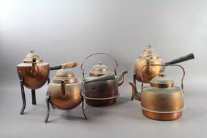 Kaffepannor i koppar 5 st