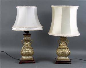 Par bordlamper af messing og træ, 1900-tallet 2