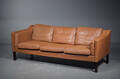 3-pers. sofa med cognacfarvet læder
