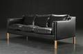 Stouby. Tre-pers. sofa, sort Anilinlæder 