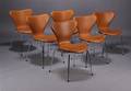 Arne Jacobsen, 7er stole, cognacfarvet anilin læder 6 