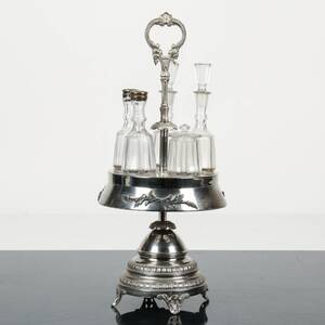 BORDSSURTOUT, glas samt nysilver, 1900-talets början