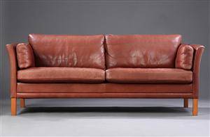 Mogens Hansen. Tre-pers. sofa, læder