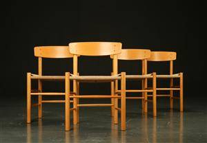 Børge Mogensen. Fire Folkestole af bøg, model J-39 4 