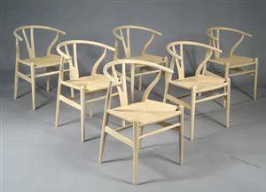 Hans J. Wegner. Sæt på seks Y- stole, model CH-24. 6