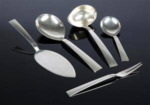 Just Andersen for Georg Jensen. Blok serveringsdele af sterlingsølv, 1930-45 5 