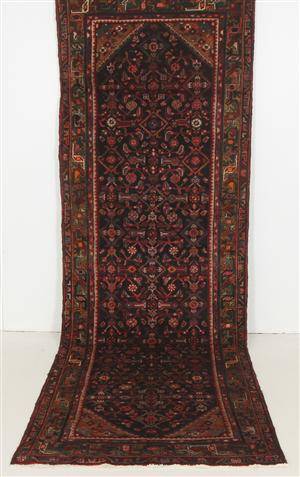 Persisk handknuten gallerimatta Hamedan mått 345x120