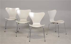 Arne Jacobsen - 4 syverstole model 3107, grålakerede 4