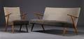 Dansk møbelproducent. Tre-pers sofa samt lænestol, 1950erne 2