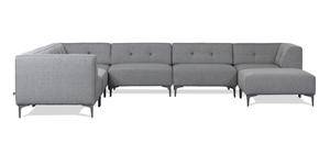 Morten Voss. THE SOFA FIFTYONE. Modulsofa med udskiftelige knapper. Cool Grey med Hunter green knapper 