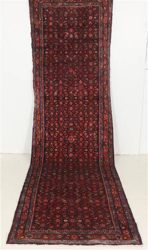 Persisk handknuten gallerimatta Hamedan mått 395x112