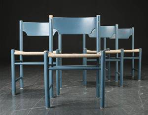 Fire stole, bemalet træ 4