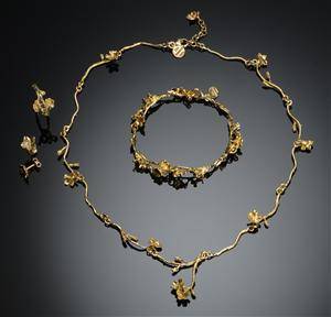 Forglem mig ej. Halskæde, ørestikkere, armbånd samt ring. Flora Danica 5