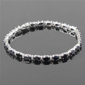 Safir og brillant armbånd i 9 kt. Rhodineret guld