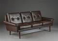 Dansk møbelproducent. Tre pers. sofa, læder, 1960erne