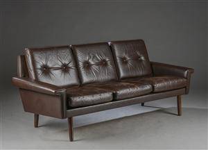 Dansk møbelproducent. Tre pers. sofa, læder, 1960erne