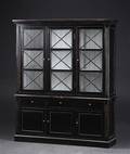 Stort vitrineskab, sort antikbemaling 2