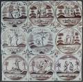 Neun Fliesen mit biblischen Szenen, Mangan,  Holland 2. Hälfte 19. Jh. 9
