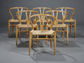Hans J. Wegner. Sæt på seks Y- stole i lakeret eg. 6