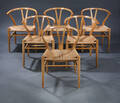 Hans J. Wegner. Sæt på seks Y- stole i lakeret eg. 6