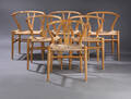 Hans J. Wegner. Sæt på seks Y- stole i lakeret eg. 6