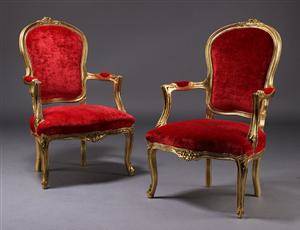 Par armstole, guldbronzeret træ 2