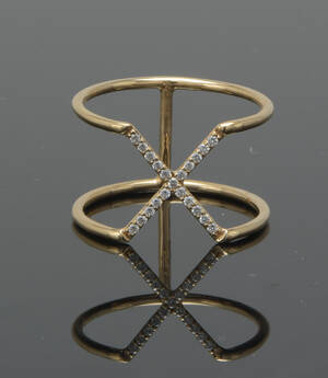 Mads Ziegler, X ring med brillanter, ca. 0.10 ct, 14 kt. guld