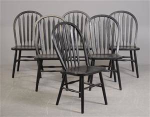 6 tremmestole af bemalet træ 6