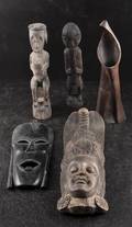 5 st figurer i trä, Afrika och Asien 5