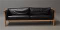 Dansk møbelproducent trepersoners sofa med sort skind