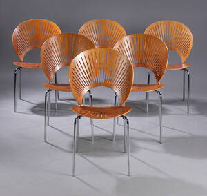 Nanna Ditzel. Et sæt på seks Trinidad stole, model 3298 Cherry 6 