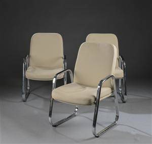Tre armstole, læder, forkromet stel 3